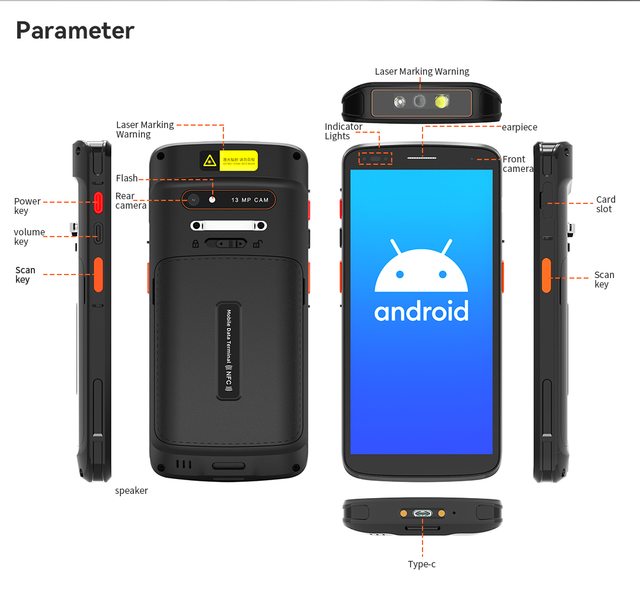 6inch Handheld Computer AF2 4+64GB Android 15 Octa-core 2.0GHz CPU QR Code Barcode Scanner IP67 SDK Stock Private Mold
