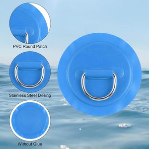 Ensemble de 4 boucles élastiques bleues avec anneau en D en acier inoxydable pour accessoires de bateau, planche de surf et pêche - Product Image 1