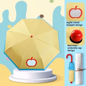 Parapluie de pluie scolaire de sécurité pour enfants, pliable en trois sections, ouverture et fermeture manuelle, avec tube en fer moderne à 8 baleines, motif dessin animé, personnalisé - H 21 pouces - Product Image 2