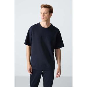 Ensemble de survêtement pour homme bleu marine en coton, coupe ample, décontracté, respirant, pour adulte - Product Image 2
