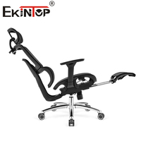 EKINTOP Fauteuil de bureau tournant à dossier haut inclinable en maille avec repose-pieds
