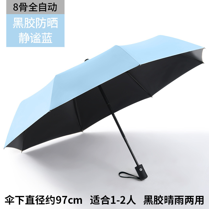 8-rib upgraded umbrella - rain or shine - tranquil blue