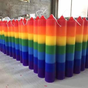 Nuevo diseño sin perfume libre <span class=keywords><strong>de</strong></span> alergias <span class=keywords><strong>siete</strong></span> capas Chakra cera <span class=keywords><strong>de</strong></span> parafina meditación oración Pilar velas - Product Image 3