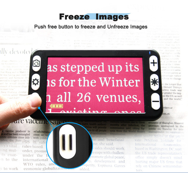 5.0 Inch Portable Digital Video Magnifier with a Continuously Adjustable Magnification of 2x-32x and 26 Color Modes