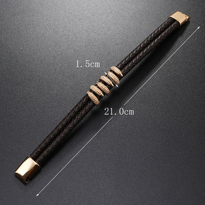 <span class=keywords><strong>Bracciale</strong></span> in Pelle da Uomo <span class=keywords><strong>con</strong></span> Chiusura Magnetica e Artigli di Diamante, Intrecciato a Mano - Product Image 2