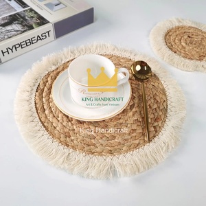 Salvamantel Ecológico de Pasto Marino Hecho a Mano, Redondo, Tejido, con Flecos, para Decoración de Cocina Rústica - Product Image 5