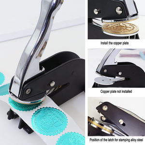 Machine à embosser en acier pour bureau, pour la personnalisation de logos en relief et en creux, avec pinces manuelles en acier inoxydable - Product Image 2