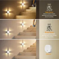 Veilleuse LED RGB à 4 têtes, détecteur de mouvement œil de chat, rechargeable Type-C, magnétique, sans fil, murale, en ABS, à intensité variable pour chambres et placards