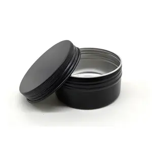 Frasco redondo de aluminio negro para crema cosmética, pomada de cera para el pelo, contenedor de 4oz, 60 ml, 100 ml, 120 ml