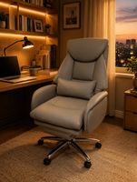 Fauteuil de bureau exécutif moderne inclinable en cuir véritable, confortable, ergonomique, avec dossier haut et accoudoirs réglables, idéal pour salon et hôtel