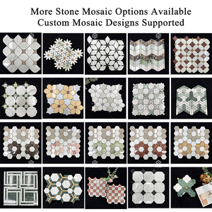 Mosaïque géométrique de luxe en marbre, découpe jet d'eau, multicolore, en pierre naturelle, pour crédence murale et sol de cuisine - Product Image 6