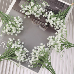 Soft Silicone Baby's Breath <b>Bouquet</b> White 3 Stem Wedding Home Decor <b>Artificial</b> Flower Arrangement - Product Image 3