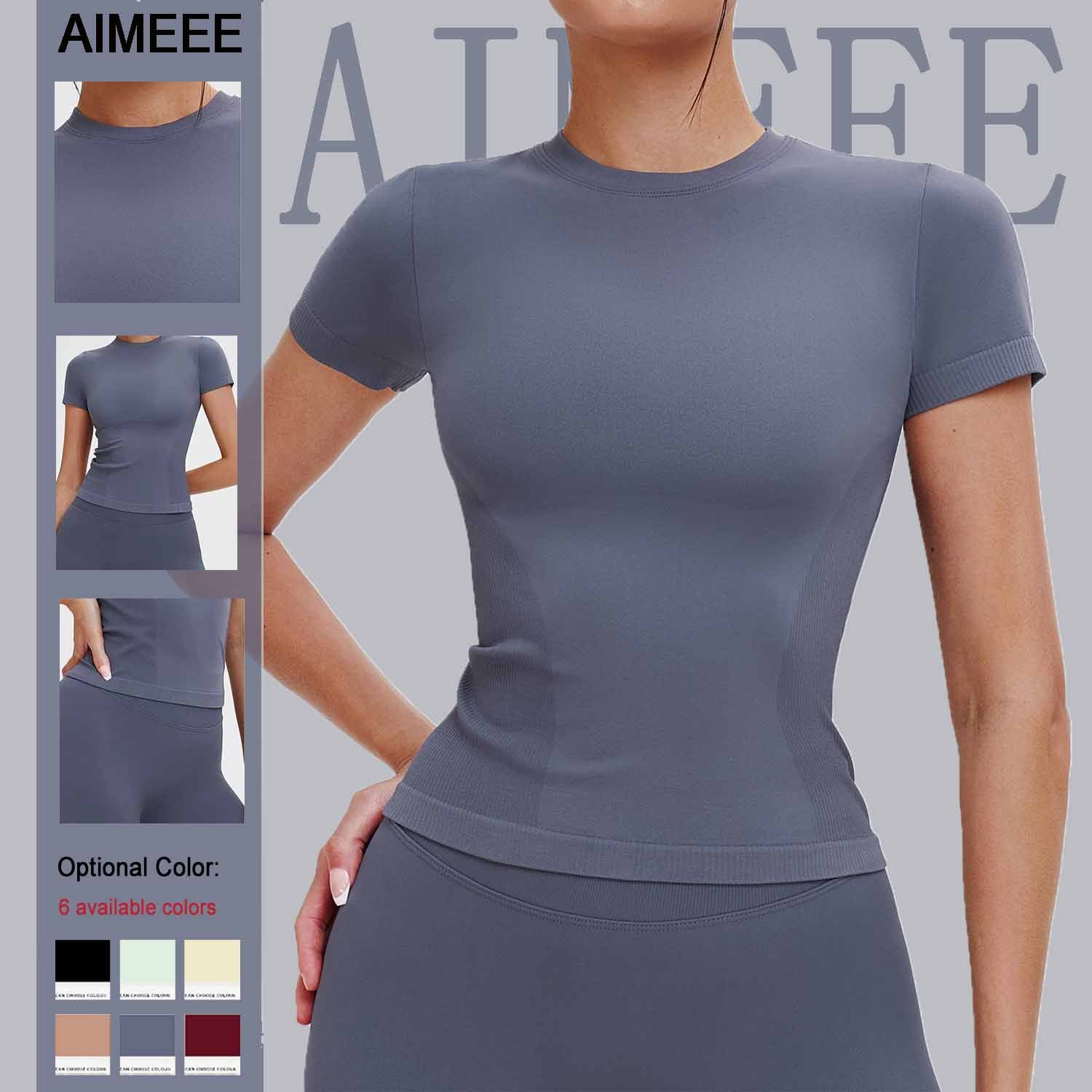 Sports Fitness Yoga Wear Round Neck FitnessYoga Wear Gym Women's Sports Top