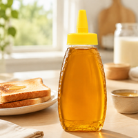 Botella Transparente con Dosificador para Miel, Sirope, Salsas, Aderezos, Jugos, Ketchup, Empaquetado OEM, Marca Privada, Venta al Por Mayor