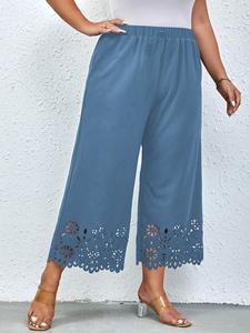 Pantalones de punto transpirables de talla grande para mujer, novedad de verano 2024, elegantes y con diseño hueco, ajustados - Product Image 4