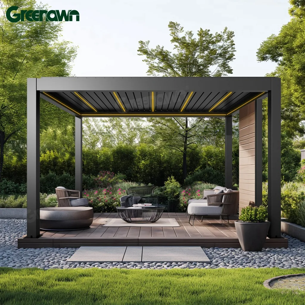 12x12 Hardtop Gazebo açık uzaktan kumanda kolay CE ab sertifikası ile biyoiklim Aluminium alüminyum çatı montajı