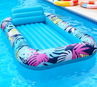 Lit flottant gonflable carré en PVC bleu durable MORRU pour fêtes au bord de la piscine et détente sur le lac