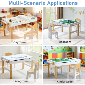 <span class=keywords><strong>Table</strong></span> en bois 3 en 1 pour enfants, <span class=keywords><strong>table</strong></span> d'activités compatible avec les blocs de construction <span class=keywords><strong>Lego</strong></span> pour garçons et filles - Product Image 6