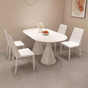 <span class=keywords><strong>Tavolo</strong></span> <span class=keywords><strong>da</strong></span> Pranzo in Pietra Sinterizzata Stile Minimalista Crema con Sedie per Piccoli Appartamenti - Product Image 6