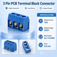 AOSI FEA1.5-500-06R 2P-12P Connecteur empilable à angle droit, pas de 5,0 mm, 250 V 16 A, bornier PCB en alliage de cuivre à visser
