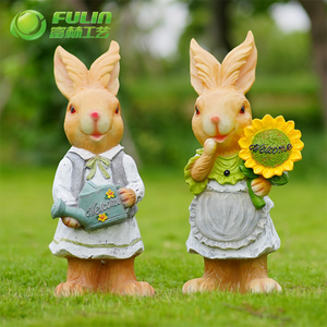 Statue de <span class=keywords><strong>lapin</strong></span> Peter en résine grandeur nature (23,62 po) pour extérieur, sculpture animale de dessin animé pour jardin, ferme, parc et décoration paysagère - Product Image 1