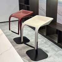 Tabouret de bar moderne pivotant et réglable en hauteur, revêtement en cuir PU, base en acier inoxydable pour comptoir de cuisine, café, bar