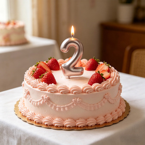 Candele per Feste Numero 2 in Oro Rosa, Candela di Compleanno da 6 cm - Product Image 4