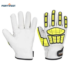 Guantes de Trabajo de Seguridad Anti Impacto Portwest A745, Guantes de Trabajo de Cuero Premium Resistentes a Cortes y Reductores de Impactos, Color Gris - Product Image 1