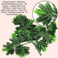 12/20 pièces de feuilles de bambou artificielles, tiges de plantes vertes, branches de feuillage de bambou, feuilles d'arbres artificielles