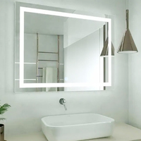 Miroir de salle de bain intelligent sans cadre à LED, anti-buée, avec interrupteur tactile, 36 x 36 pouces, pour hôtels (vente en gros)