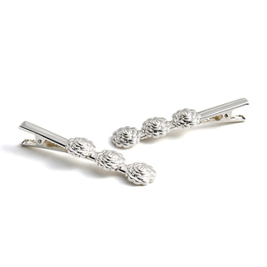 Women Luxury Delicate Silver Rose Metal Hair <b>Clip</b> Barrettes Wholesale, Metal Duckbill Hair <b>Clips</b> Bulk For Metal Craft - Product Image 1