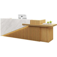Table de réception de bureau en bois au design moderne et luxueux, comptoir de réception de salon de beauté en marbre