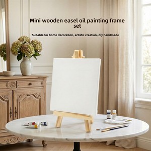 Factory Direct Wholesale China 10*10cm Oil Painting Board Easel <strong>Set</strong> Xiaohongshu Instagram Style <strong>Childrens</strong> Painting Wooden - Product Image 2