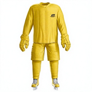 Uniforme de hockey sur glace jaune pour homme LM, impression par sublimation, respirant, 100 % polyester, vêtement de sport, taille adulte, service OEM, broderie - Product Image 1