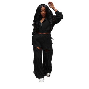 Conjunto elegante de <span class=keywords><strong>dos</strong></span> piezas para mujer, sudaderas con capucha de manga larga, pantalón largo de cintura alta, conjuntos informales, ropa femenina - Product Image 1