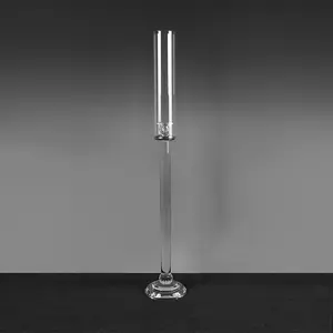 Candelabros de cristal al por mayor simplicidad moderna cabeza única pie alto mesa de cera de vidrio lámpara de decoración del hogar candelabros al por mayor