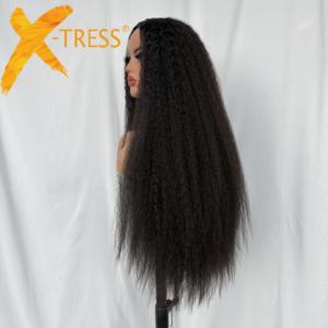 Perruque V Part Sans Colle Afro Bouclée Vente en Gros pour Femmes Noires 30 Pouces Longue Synthétique Naturelle et Souple Perruques Kinky Straight Bomb - Product Image 6