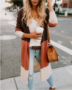 Nuove Donne di Modo Delle Ragazze Morbido Sottile A Manica Lunga Semplice Maglia Elegante Casual Cardigan Lungo Cappotto Del Maglione