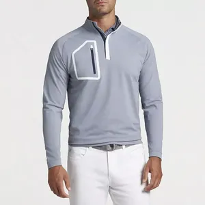 Ropa de Golf de alta calidad con logotipo personalizado para hombre, jersey de cuello con cremallera de medio cuarto, sudadera con bolsillo, 1/4