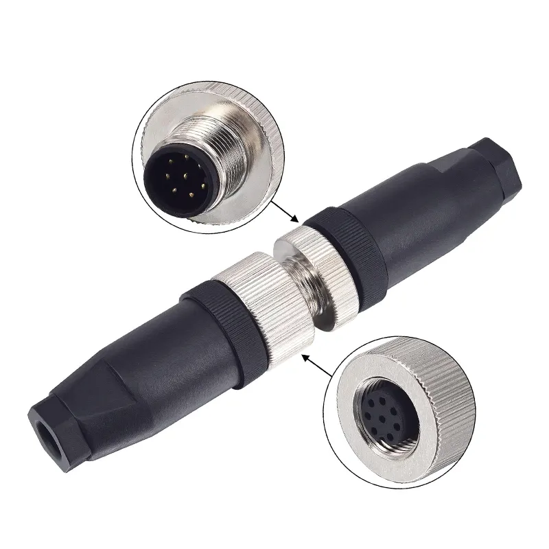 WBO 3 Pins Connector Environment protection IP67 Fix Screw M8 Connectors Field installable 3/5/6/8 pin M12 Connectors