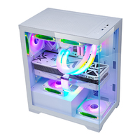 Boîtier PC SNOWMAN ATX pour jeux, blanc, MATX, tour moyenne, boîtier gamer, micro-boîtier de bureau, châssis d'ordinateur en verre trempé