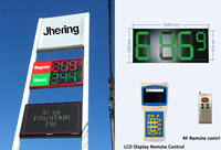 Nouveaux produits de l'usine Jhering, étanches, 24 pouces, verts, 4 chiffres, télécommande RF/LCD, affichage numérique LED pour enseignes au gaz