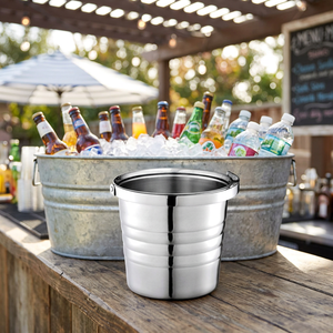 Seau à glace industriel en acier inoxydable durable de qualité supérieure, avec poignées latérales, isolation à double paroi, personnalisable pour les fêtes, le vin et la bière - Product Image 2