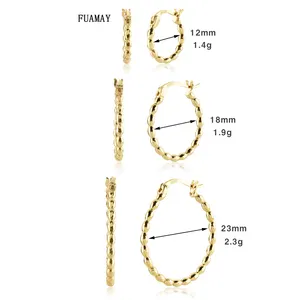 FUAMAY Aretes Silver Earrings 925 Sterling Big Hoop Earrings Gold Plated Twisted Hoop Earrings