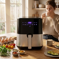 Nouvelle Friteuse à Air Intelligente 2026 avec Écran Tactile Couleur, 9L 1450W, Sans Huile, Cuisson Automatique, Multifonctionnelle, Électroménager Économe en Énergie