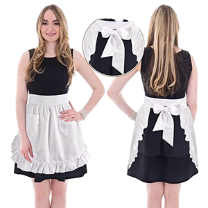 Phụ Nữ Nhà Bếp Nấu Ăn nửa Tạp dề cổ điển trắng Maid với túi Đầy Tớ tạp dề - Product Image 3