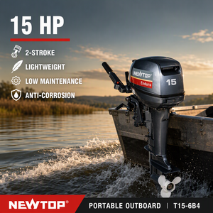 Motore Fuoribordo a Benzina 15HP 2 Tempi, Albero Corto/Lungo per Barche da Pesca, Kayak e Uso Marino - Product Image 1