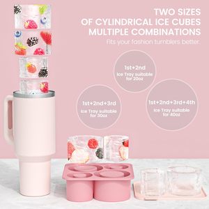 Grand bac à glaçons en silicone pour gobelets de 20-30-40 oz, moule à glace à dissolution lente avec couvercle, facile à démouler - Product Image 6