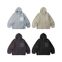 Veste d'hiver en polaire fine pour homme, 280g, coupe-vent, col montant, à capuche, sans couture, pour l'extérieur