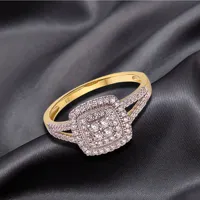 9K 10K 14K 18 Karat Gelbgold Ring Frau Versprechen Moissan ite Diamond Solitaire Ring Goldschmuck